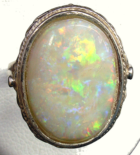 Bague argent opale laiteuse