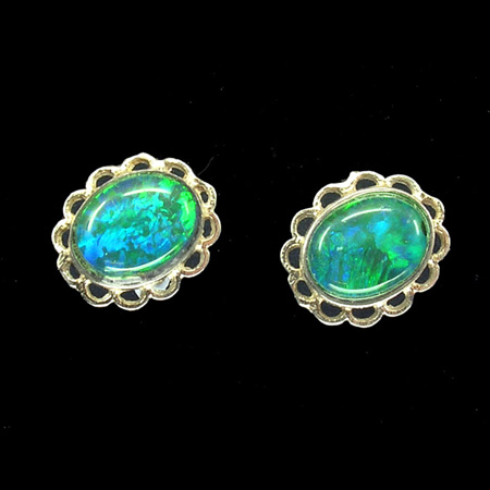 Boucles d'oreilles en argent et 'triplet d'opales