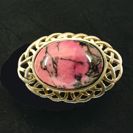 Broche  en argent et rhodonite BRO45