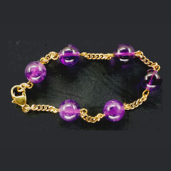 Bracelet Plaqué Or avec perles d'Améthyste BA16