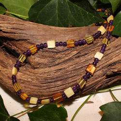 Amethyst and Amber Pearl Necklace BC124