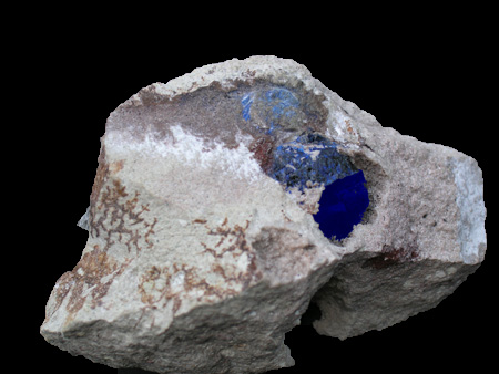 Azurite (cristal) dans la  gangue M2110