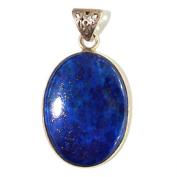 Pendentif Ovale en Lapis-Lazuli monté sur argent BP197