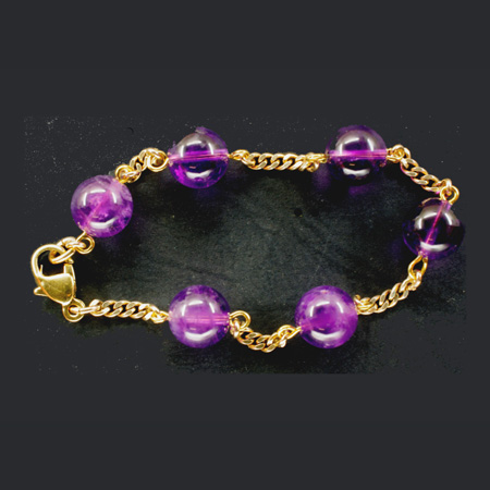 Bracelet Plaqué Or avec perles d\'Améthyste