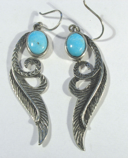 Boucles d\'oreilles argent  turquoises