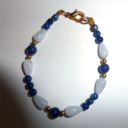 bracelet en lapis-lazuli et calcédoine BA67