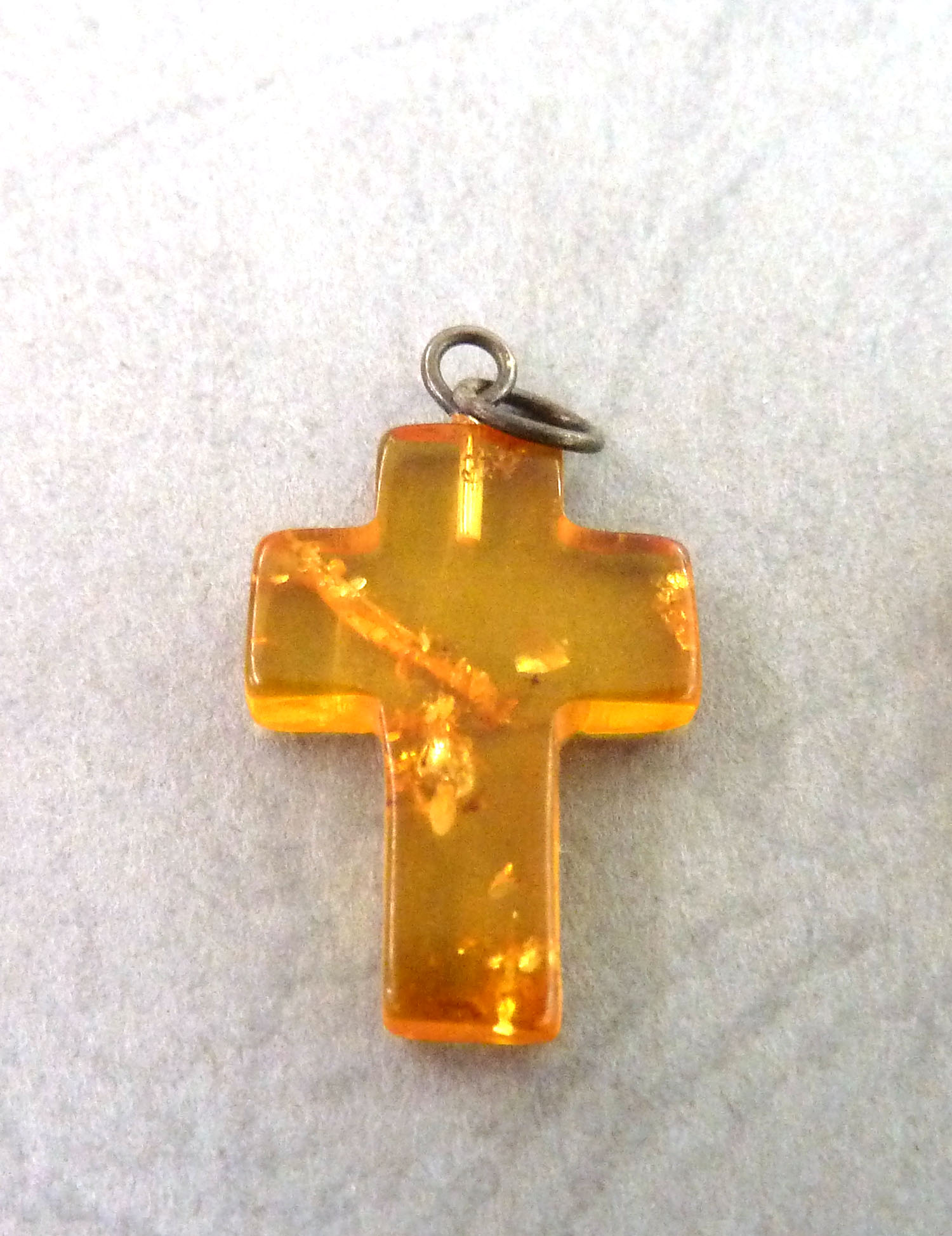 Artisana-Schmuck Pendentif croix en ambre et argent sterling 925/000.