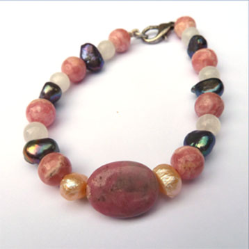 Bracelet de rhodocrosite et labradorite blanche