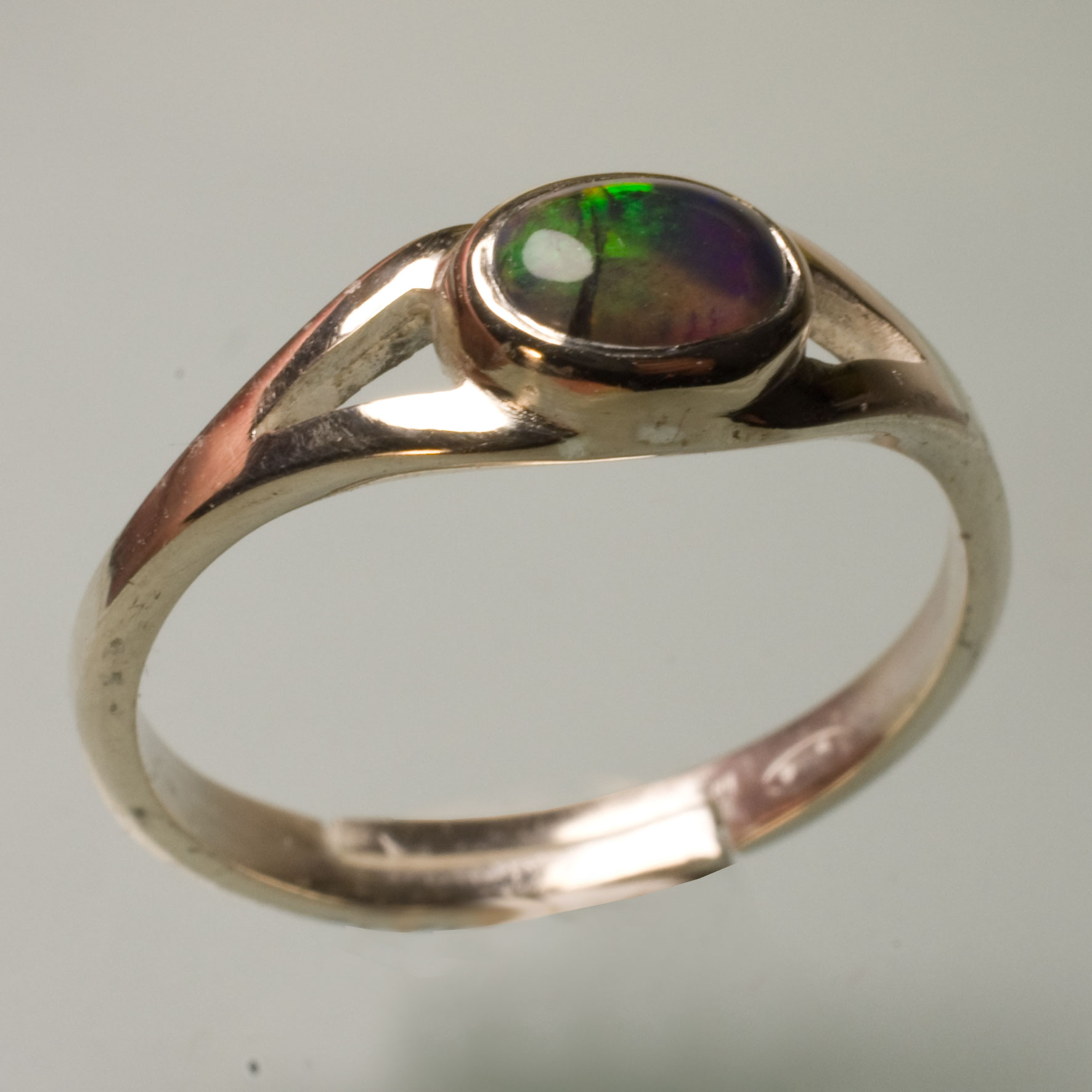 BB165 Bague Argent Opale Noire Verte 0 15ct 5 95x4 18mm 2