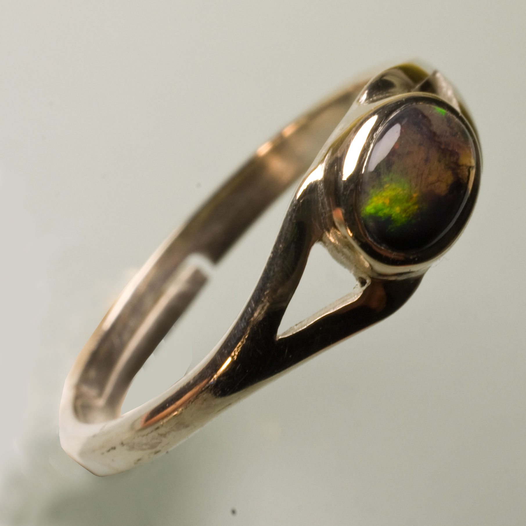 BB165 Bague Argent Opale Noire Verte 0 15ct 5 95x4 18mm