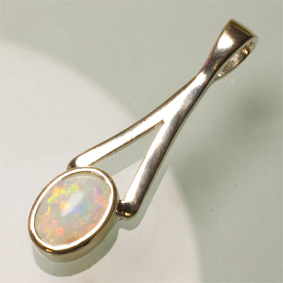 Pendentif argent opale cristal 0.15ct 6x4.4mm