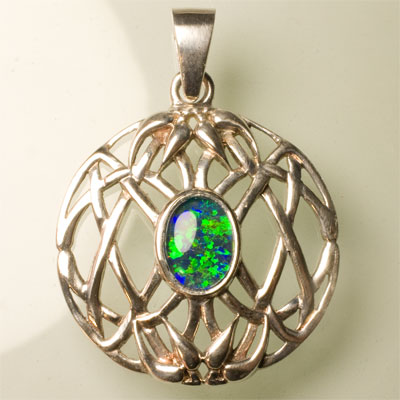 Pendentif argent triplet d\'opale AA+ 8 x 6 mm