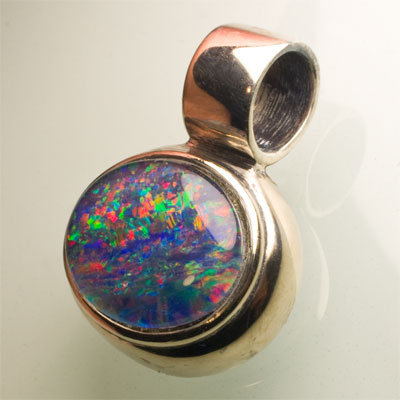 Pendentif argent triplet d\'opale 12 x 10 mm horizontal