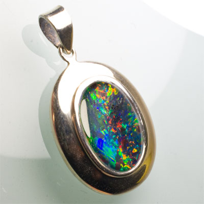 Pendentif argent triplet d\'opale AA+ 14 x 10 mm