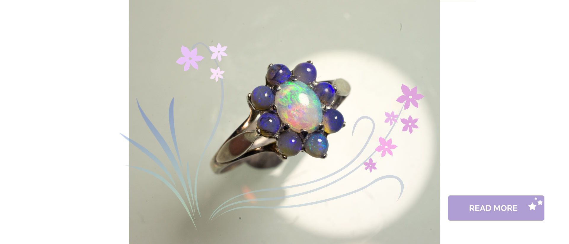 Slide New Flower Ring Cristal Opals Green Entourage Blue En