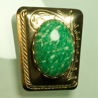 Cordon camarguais en amazonite 25 x 18 mm et métal doré trapèze vintage 